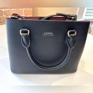 NWT Ralph Lauren black leather small Satchel.
